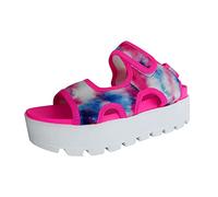 Générique Sandales CompenséEs Femme Mesdames mode été cravate teint tissu visage ouvert orteil crochet boucle semelle épaisse sandales(41)