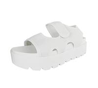 Générique Sandales CompenséEs Femme Mesdames mode été cravate teint tissu visage ouvert orteil crochet boucle semelle épaisse sandales(White,41)