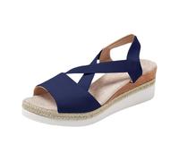 Générique Sandales Compensées Femme Pieds Larges Plateforme Sandales D'Été pour Femmes,Nouvelles,Décontractées,Confortables,Simples,Légères,À Talon Incliné,Bout Mule Femme Été Confortable (Navy,39)
