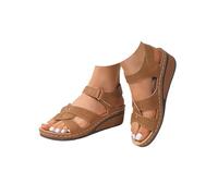 Générique Sandales Compensées pour Femmes 2026 Été à Bout Ouvert Sandales Décontractées Sangle de Cheville Habillée Sandales Plateforme de Marche Confortable Plage Vacances Vintage Chaussures Larges