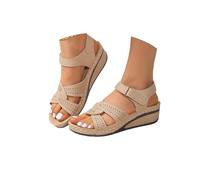 Générique Sandales Compensées pour Femmes 2026 Été à Bout Ouvert Sandales Décontractées Sangle de Cheville Habillée Sandales Plateforme de Marche Confortable Plage Vacances Vintage Chaussures Larges