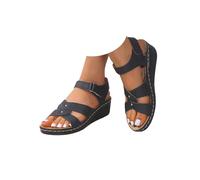 Générique Sandales Compensées pour Femmes 2026 Été à Bout Ouvert Sandales Décontractées Sangle de Cheville Habillée Sandales Plateforme de Marche Confortable Plage Vacances Vintage Chaussures Larges