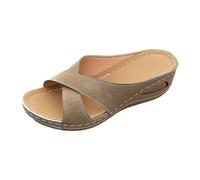 Générique Sandales Compensées Pour Femmes Plateforme Sandales Croisées Soutien De La Voûte Plantaire Open Toe Semelle Compensée Antidérapantes Claquettes Douche Respirant Chic Pantoufles Été