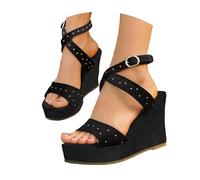 Générique Sandales compensées talons hauts pour femmes, plateforme, ornées de strass et de papillons, très tendance et très appréciées des jeunes Ballerines Pour Femmes Habillées Confortables Grande