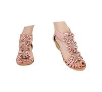 Générique Sandales compensées tendance pour femme espadrilles ethniques confortables à bout ouvert avec motif floral parfaites pour les vacances d'été la plage et les sorties décontractées