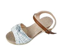 Générique Sandales Compétences Plate-forme Femme Confortable Bout Ouvert Cheville Sangle Été Marche Sandales Avec Espadrille Habillé Casual Bas Chaussures (Blue, 39)