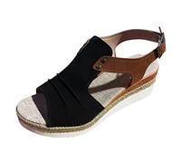 Générique Sandales Compétences pour Femme Espadrilles Bout Ouvert Sangle De Cheville Décontracté Habillé été Plate-Forme Sandales en Glisser Chaussures Marche Confortables (40)