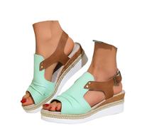 Générique Sandales Compétences pour Femme Espadrilles Bout Ouvert Sangle De Cheville Décontracté Habillé été Plate-Forme Sandales en Glisser Chaussures Marche Confortables (b-Mint Green, 37.5)