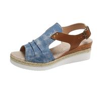 Générique Sandales Compétences pour Femme Espadrilles Bout Ouvert Sangle De Cheville Décontracté Habillé été Plate-Forme Sandales en Glisser Chaussures Marche Confortables (a-Blue, 38.5)