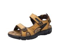 Générique Sandales d été avec semelle épaisse et oeil en cuir de vache exposé hommes plage semelle douce grandes chaussures décontractées en plein air (jaune,43)