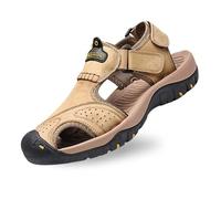 Générique Sandales d’été décontractées pour homme, Chaussures extérieur respirantes cuir enfiler, Modèle plat léger confortable pour marche, Pour promenades urbaines et déplacements quotidiens