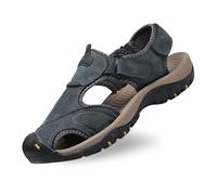 Générique Sandales d’été décontractées pour homme, Chaussures extérieur respirantes cuir enfiler, Modèle plat léger confortable pour marche, Pour promenades urbaines et déplacements quotidiens