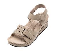 Générique Sandales de Femmes Confortables Chaussures de Plage Mode Réglables Boucles Plateforme Chaussons Antidérapante Chaussure Sport et d'extérieur (Beige, 43)