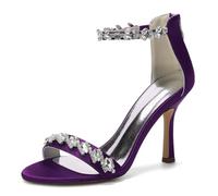 Générique Sandales De Mariage Femme Bout Ouvert Talon Haut Stiletto Bride Cheville Fermeture Éclair Chaussures Élégantes pour Mariée Soirée Bal Réception,Violet,40 EU