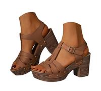 Générique Sandales de Plage Femme Haut Sexy - Modèle Sport Grande Taille Bout Ouvert Réglable avec Boucle - Confortables pour Maison, Piscine et Plage - Idéales Été 2026 (Brown, 37)