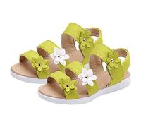 Générique Sandales de princesse pour filles - Chaussures d'été à semelle souple antidérapante pour princesses à bout ouvert - Mignonnes décoré de trois fleurs - Sandales plates de plage pour filles