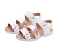 Générique Sandales de princesse pour filles - Chaussures d'été à semelle souple antidérapante pour princesses à bout ouvert - Mignonnes décoré de trois fleurs - Sandales plates de plage pour filles