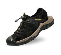 Générique Sandales De RandonnéE Homme,Sandales D'éTé DéContractéEs pour Hommes Chaussures Plates Respirantes à Bout Ouvert Sandales Confortables en Cuir pour Un Usage Quotidien avec Un Short