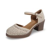 Générique Sandales décontractées à bout fermé et talon compensé creux pour femme - idéal printemps été chaussure et confortable parfaite pour la vie et les sorties (Beige, 37)