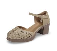 Générique Sandales décontractées à bout fermé et talon compensé creux pour femme - idéal printemps été chaussure et confortable parfaite pour la vie et les sorties (Khaki, 39)