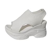 Générique Sandales D'été Avec Compensé Compensee Femme Femme Sandales Chaussures Compensées Clogs Mules Plateforme En Cuir Été Fille Vintage Pantoufles Cfort Pour Pieds Larges