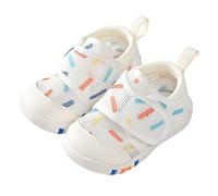 Générique Sandales d'été pour petite fille, taille 8, baskets mignonnes respirantes en filet pour apprendre à marcher, sandales à lanières collantes, pantoufles ours pour bébé