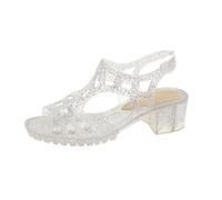 Générique Sandales en gelée tendance respirantes souples confortables chaussures d'été décontractées bride cheville ajustable femmes (Silver, 36)