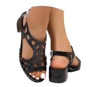 Générique Sandales en gelée tendance respirantes souples confortables chaussures d'été décontractées bride cheville ajustable femmes (Black, 38)