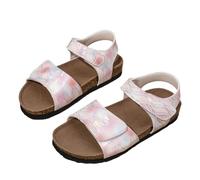 Générique Sandales En Liège Nature Adolescente, Imprimé Bohème Champêtre Et Coupe Fluide, Chaussure Écologique Et Tendance - Habit De Festival, Tenue Balnéaire, Chaussure De Plage Pour Jeune Fille