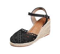 Générique Sandales espadrilles à lacets,couleur unie,tendance été,avec couvre-orteils et motif tressé Sandales Femme 13