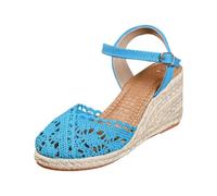 Générique Sandales espadrilles à lacets,couleur unie,tendance été,avec couvre-orteils et motif tressé Sandales Femme 13