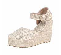 Générique Sandales Espadrilles Compensées Femme Crochet Ajouré Plateforme