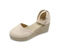Générique Sandales Espadrilles Femme Sandales Femme Été Compensées | Décontracté Confortable Fermé Devant à Lacet Plate-Forme en Paille pour Marche Vacances