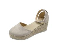Générique Sandales Espadrilles Femme Sandales Femme Été Compensées | Décontracté Confortable Fermé Devant à Lacet Plate-Forme en Paille pour Marche Vacances