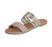 Générique Sandales Et Mules Mode Femme Bicolores Claquettes Plates Bride Multi-Lignes Brillantes Semelle Plate Antidérapant Confortable Et Légère Durables Pantoufles Été Plage