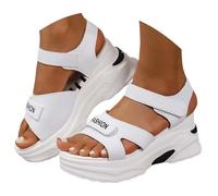 Générique Sandales Et Mules Pour Femmes Orthopédiques Chaussons Sandale Plate Ouverte Sandales compensées d'été pour femmes, espadrilles respirantes à plateforme, chaussures décontractées(White, 39)