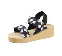 Générique Sandales été plateforme semelle épaisse confortables, brides fleuries pour look décontracté, parfaites pour rendez-vous ou sorties décontractées, ajustement sûr et amorti doux (Black, 39)