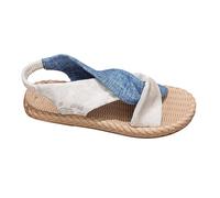 Générique Sandales Femme Bout Ouvert Brides Croisées Torsadées Bride Arrière Slingback Semelle Plate à Bord Tressé Dessus Imprimé Ou Floral Nu-Pieds Décontractés Chaussures Ouvertes pour Plage Sortie