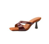 Générique Sandales Femme Brides Croisées en Faux Daim Bout Carré Ouvert Mules D'Été Élégantes Chaussures pour Invitée De Mariage Cocktail Réception Fête