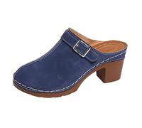 Générique sandales femme compensées été sandales et mules pour femmes Talon Bloc Été Confortable Orthopédiques Chaussures Bout fermés Antidérapantes Respirantes Sandale mules femme talon bleu 44