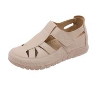 Générique Sandales Femme Compensées Orthopedique Blanches Femmes Crochet Boucle Creux Plat Pantoufle Sandales Plage Chaussures Décontractées Mule Femme Été Confortable Cuir (A,41)