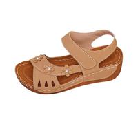 Générique Sandales Femme Compensées Pieds Larges Confort Sandales de Plage Rétro pour Femmes,Bout Ouvert,Semelle Épaisse Imprimée,Confortables Et Chaussure Femme Compensée Reflexologie (Khaki,41)