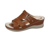 Générique Sandales Femme Confortable Chaussure Orthopédique Sandales D'Été pour Femmes,Talon Compensé,Coutures,Vêtements D'Extérieur,de Plage Sabot de Jardin Femme Chaussures Compensées (Brown,40)