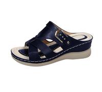 Générique Sandales Femme Confortable Chaussure Orthopédique Sandales D'Été pour Femmes,Talon Compensé,Coutures,Vêtements D'Extérieur,de Plage Sabot de Jardin Femme Chaussures Compensées (Blue,40)