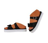 Générique sandales femme épaisse et bout ouvert, chaussures de plage, une ligne, couleur unie, polyvalentes, nœud, pantoufles décontractées pour femmes Sandale plate confortable (43)