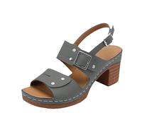 Générique sandales femme été,chaussures,À talon large confortable style vintage, bout pince pantoufles taille 40（Grey 39