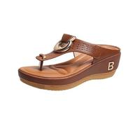 Générique Sandales femme été Chaussures confortables semelle épaisse pour femmes, sandales compensées souples, de plage correctrices la Bohême Perle Cuir Chaussures Sandale femme bohème