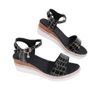 Générique Sandales Femme Été Compensées Confort Confortable Femmes Décontracté Côté Creux Ceinture Boucle Pente Bas Chaussures Éé Dames Sandales Sandale Femme Orthopédiques Éé (Black,41)