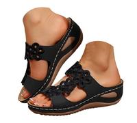 Générique Sandales Femme Été Compensées Sandale Confortable Sandales D'Été Légères Et Décontractées pour Femmes,Grandes Tailles,Orné 'Un Poème Ajouré Et de Chaussures Éé Femme (Black,42)
