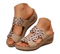 Générique Sandales Femme Été Compensées Sandale Confortable Sandales D'Été Légères Et Décontractées pour Femmes,Grandes Tailles,Orné 'Un Poème Ajouré Et de Chaussures Éé Femme (Khaki,43)